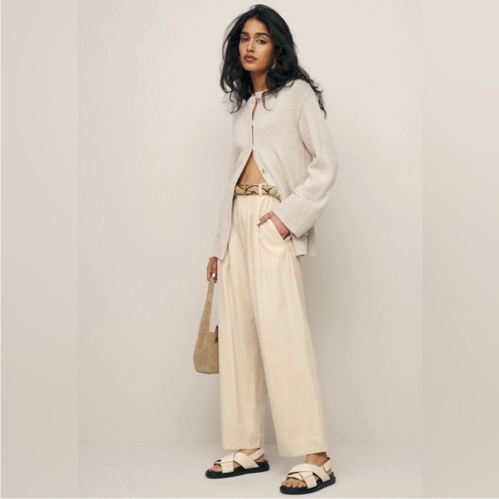 Reformation Mason Pants in Oyster/Cream Sz 6